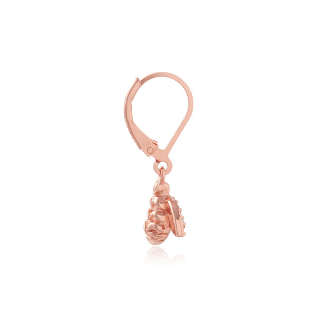Rainbow Bee Rose Gold Lever Back Hoops