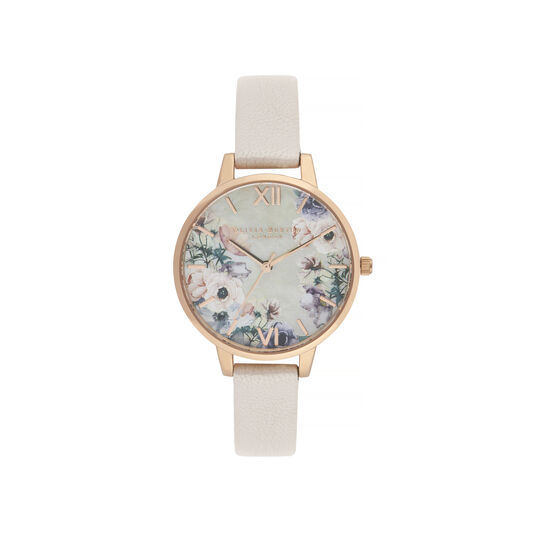 Watercolour Florals Nude & Rose Gold Watch