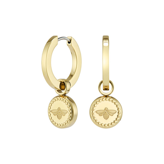 Boucles d'oreilles Créoles Charms Abeille Plaqué Or