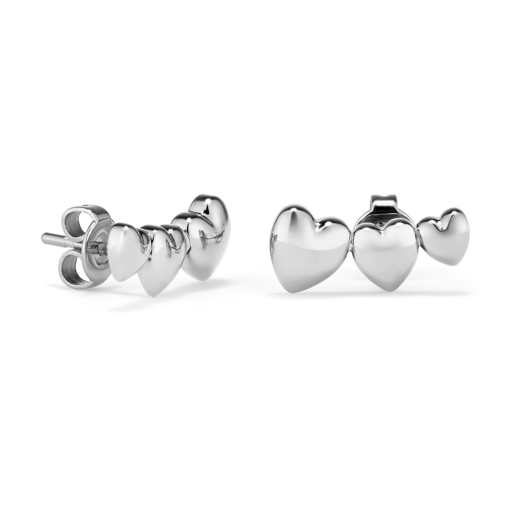 Mini Heart Silver Tone Stud Earrings
