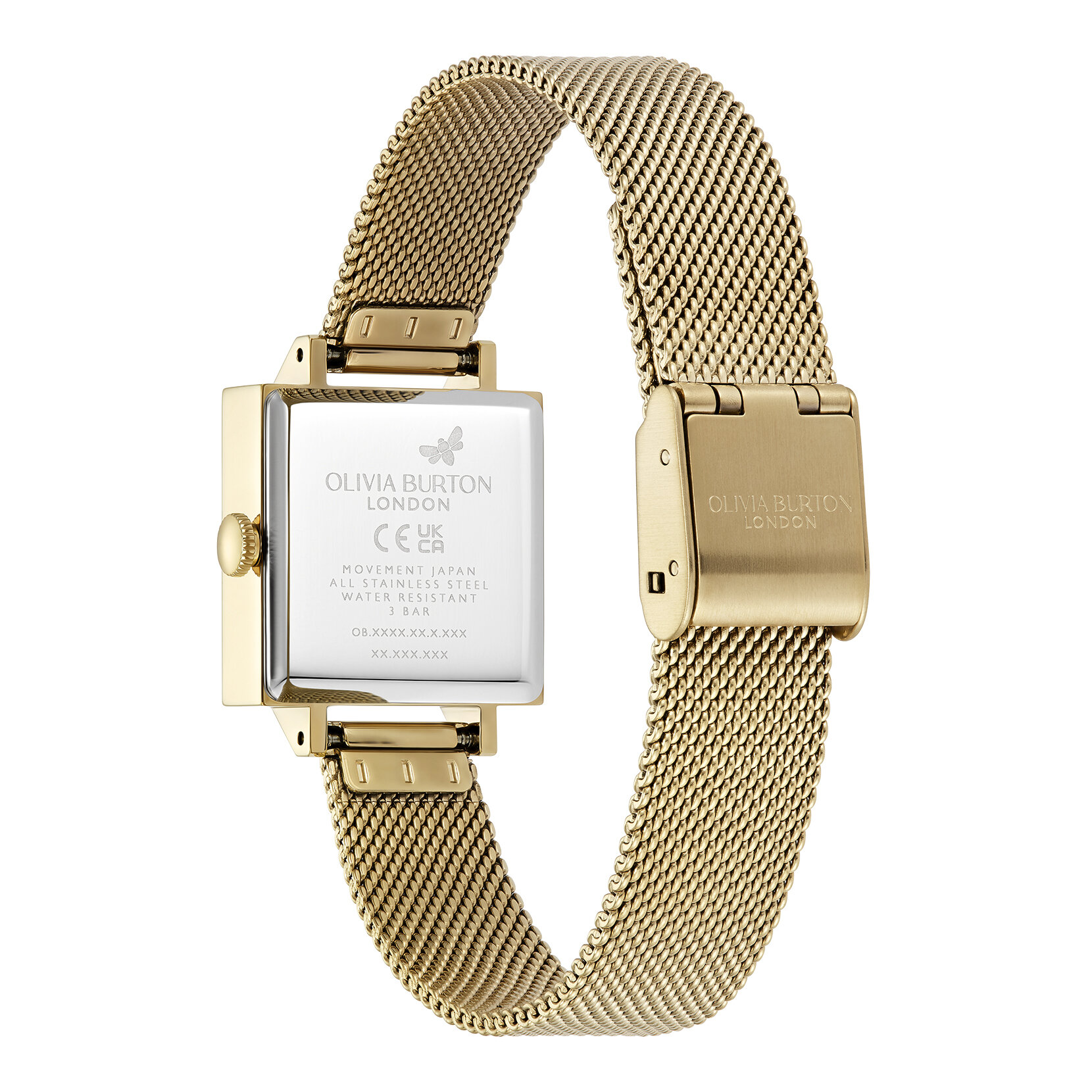 Montre maille Lucky Bee 23mm blanche et or