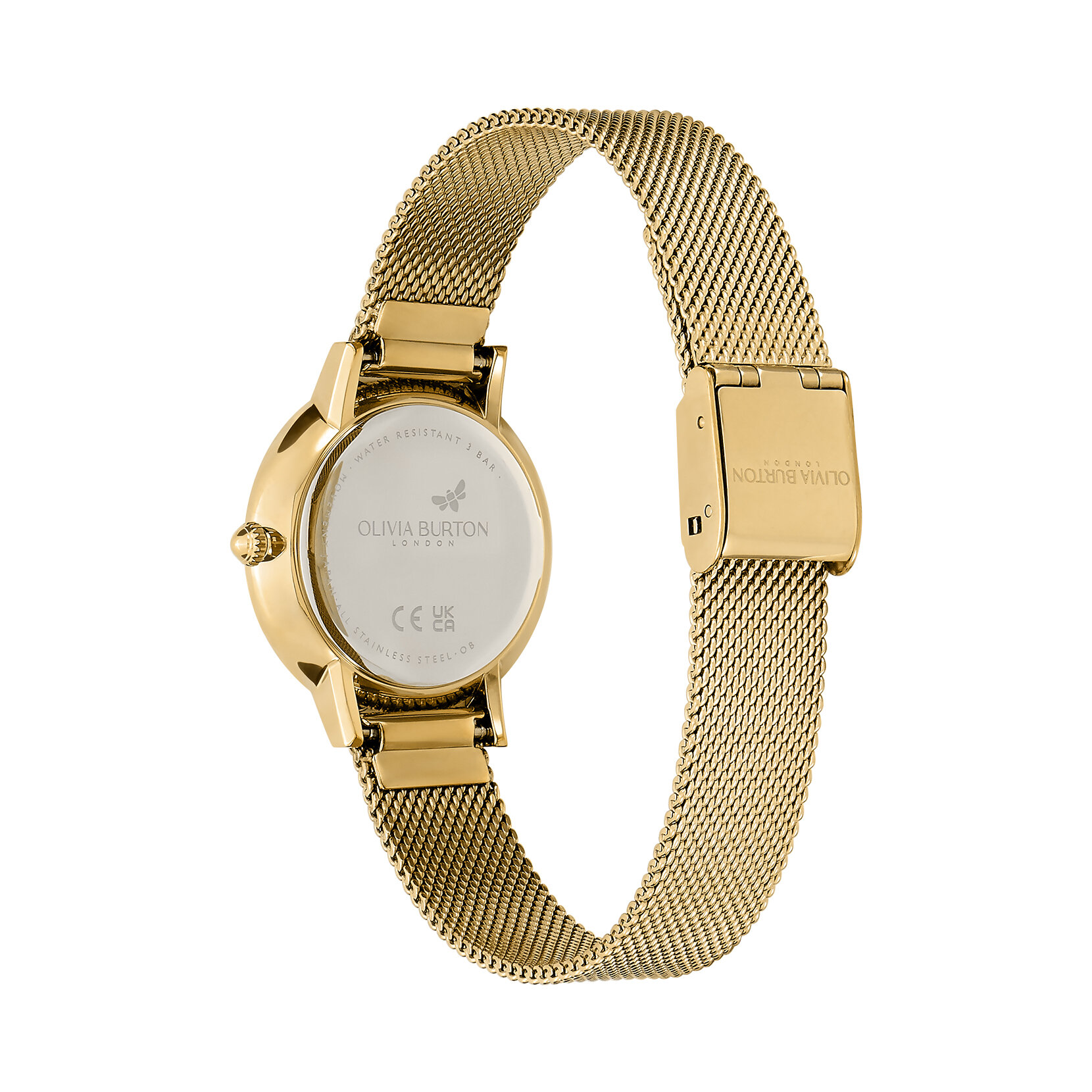 Montre Papillon Ultra Fine avec Bracelet en Maille Or 28 mm