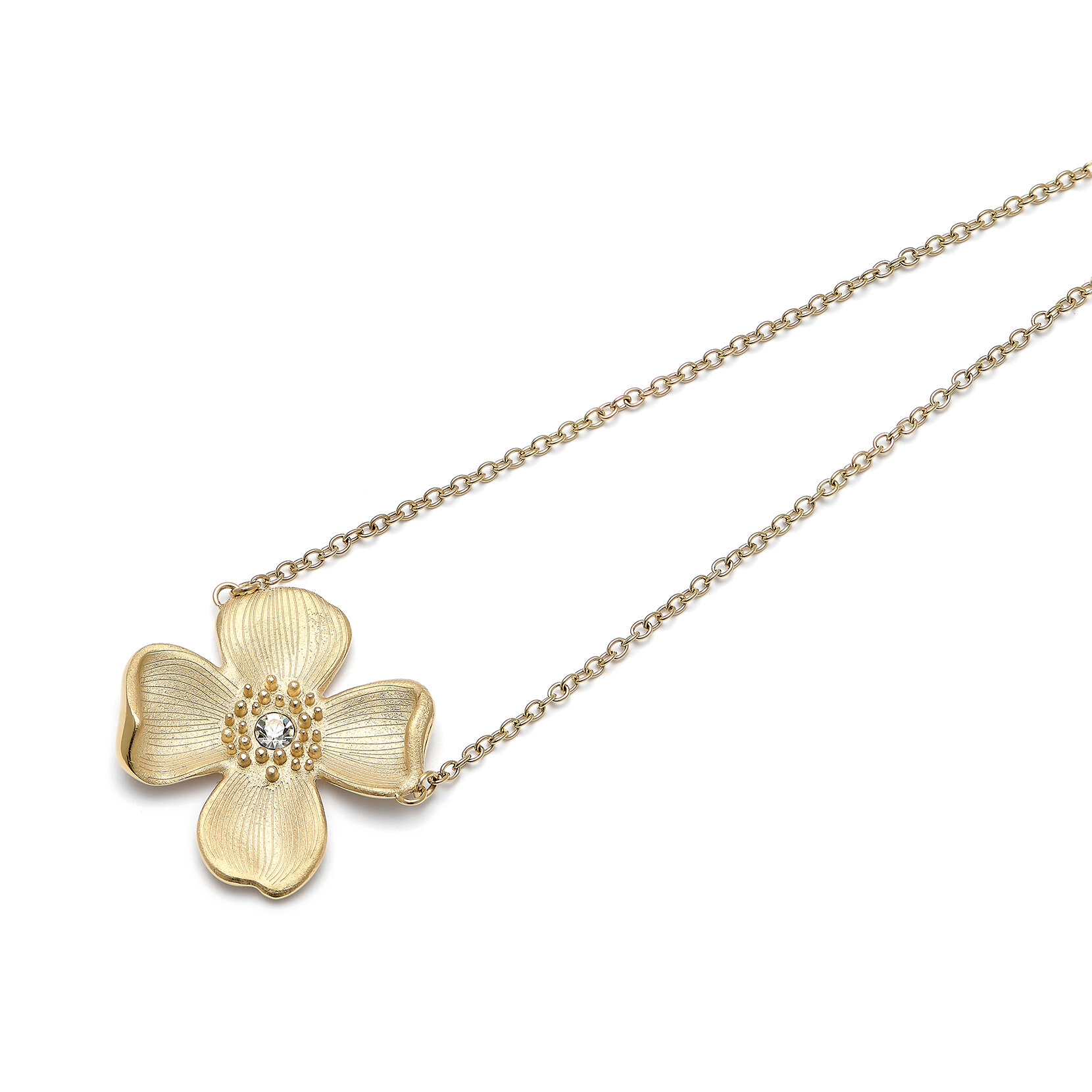 Dogwood Flower Gold Pendant Necklace