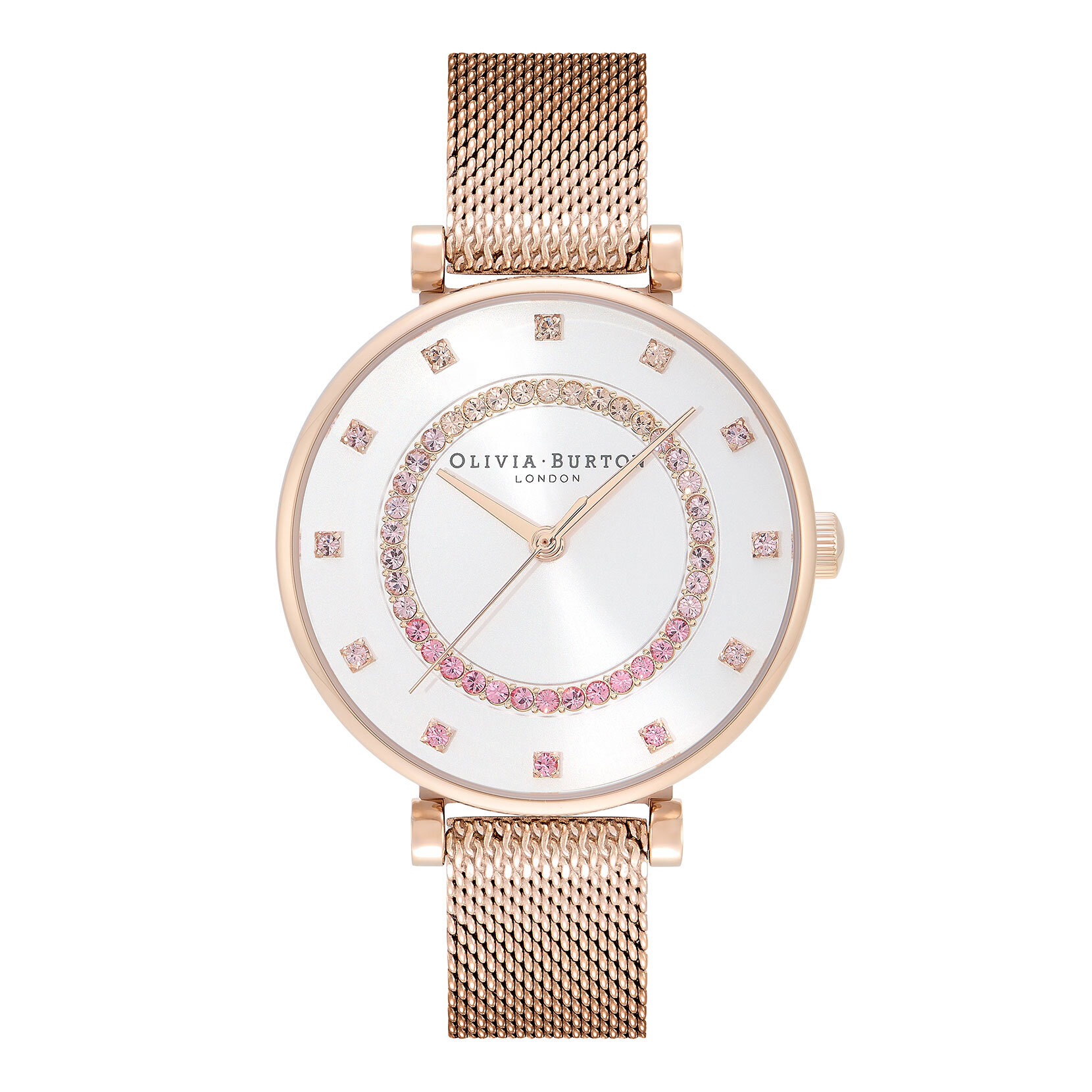 32mm Tbar White & Carnation Gold Mesh Watch