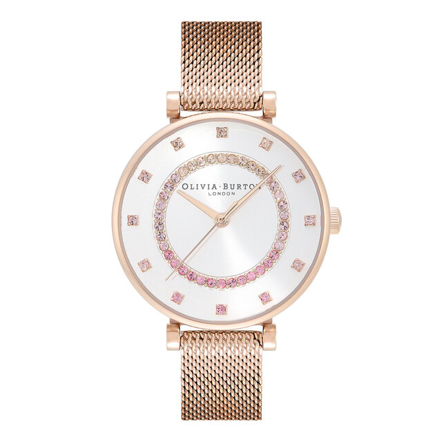 32mm Tbar White & Carnation Gold Mesh Watch
