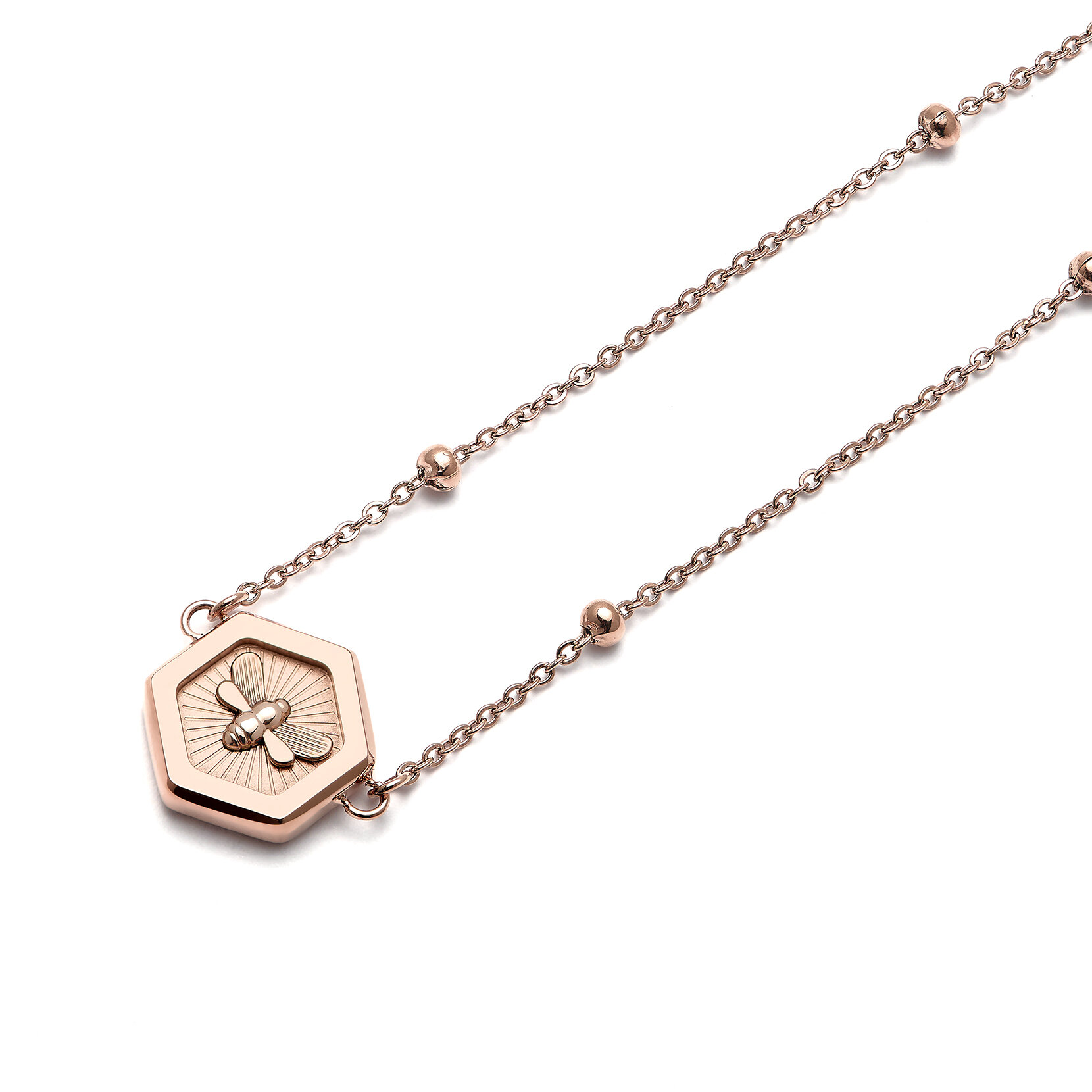 Minima Bee Carnation Gold Pendant Necklace