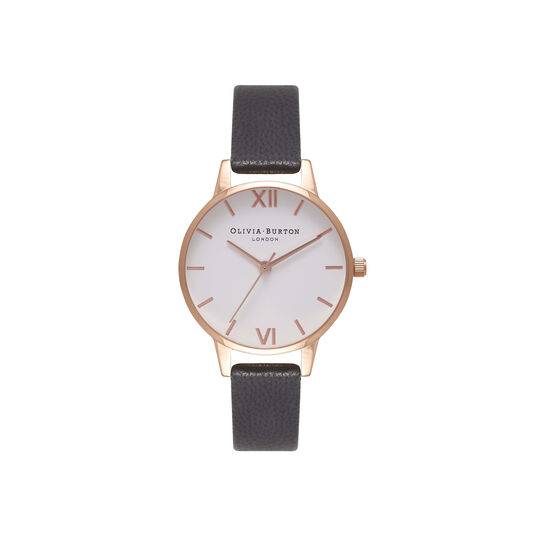 White Dial Midi Black & Rose Gold Watch