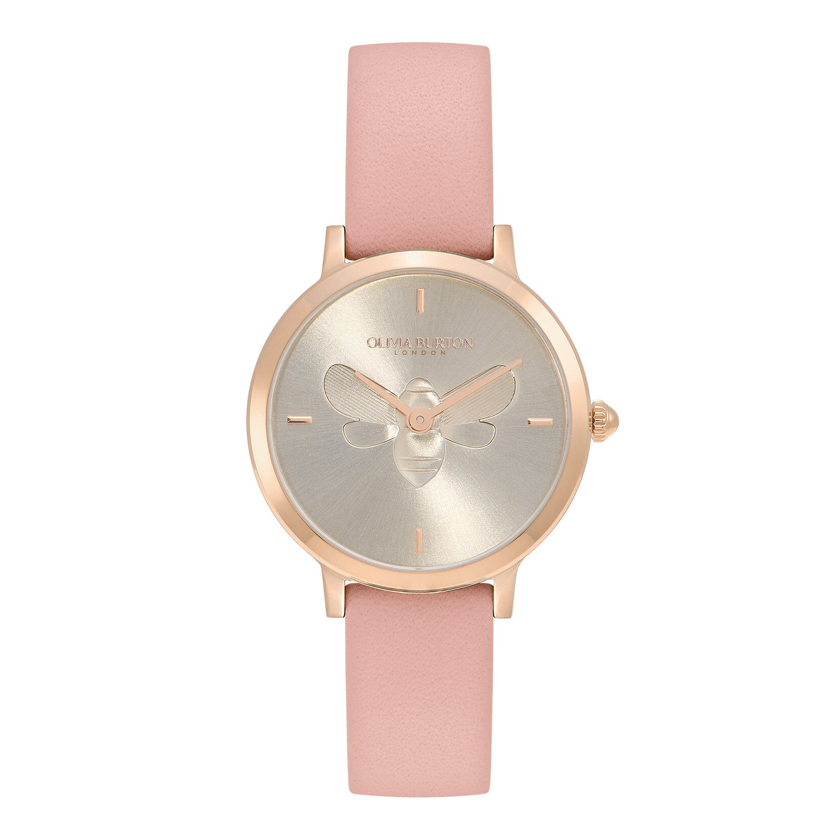 28mm Bee Ultra Slim Carnation Gold Blush Leather Strap Watch