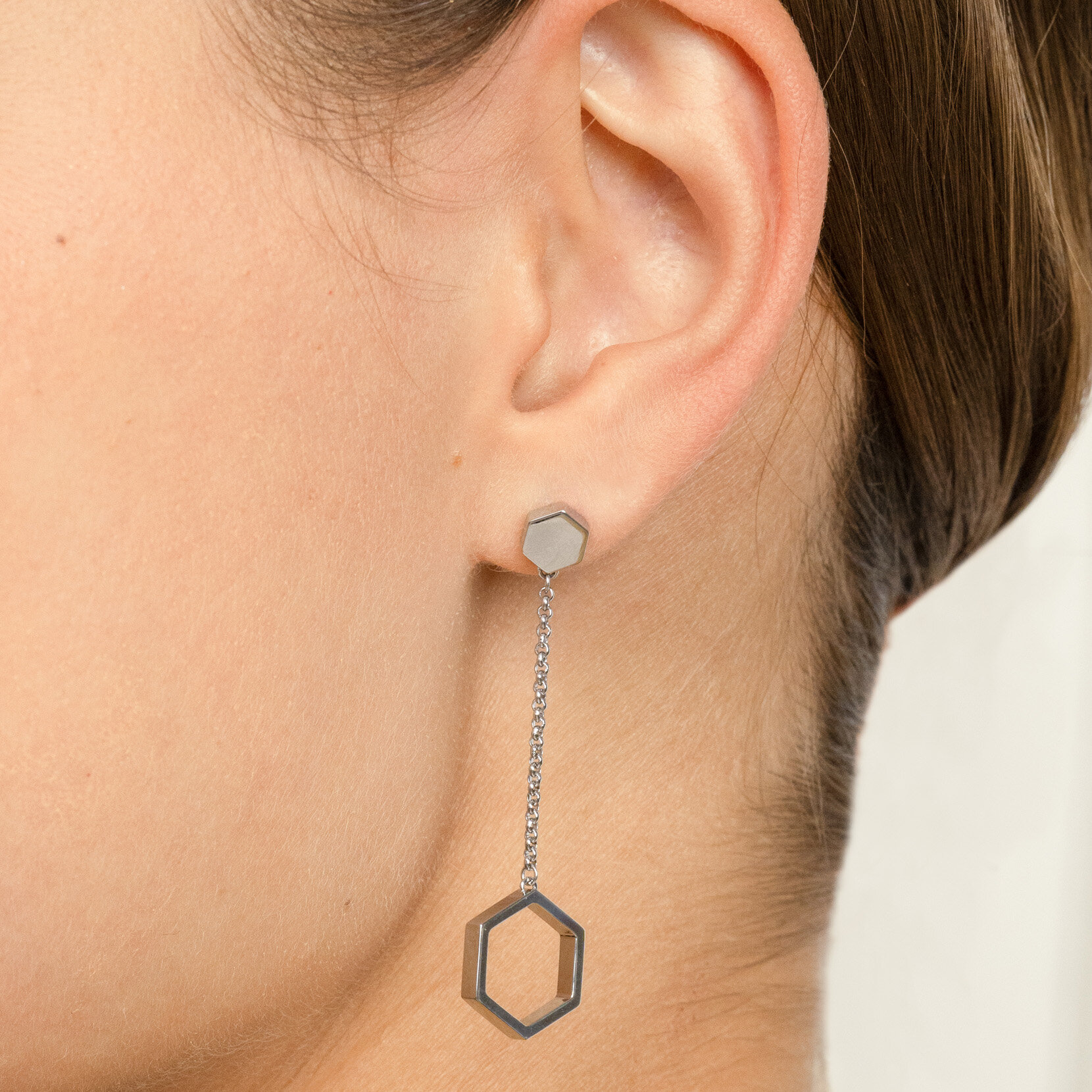 Boucles d'oreilles Pendantes Honeycomb Argent