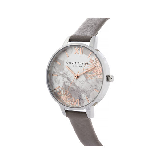 Abstract Florals Grey & Silver Watch
