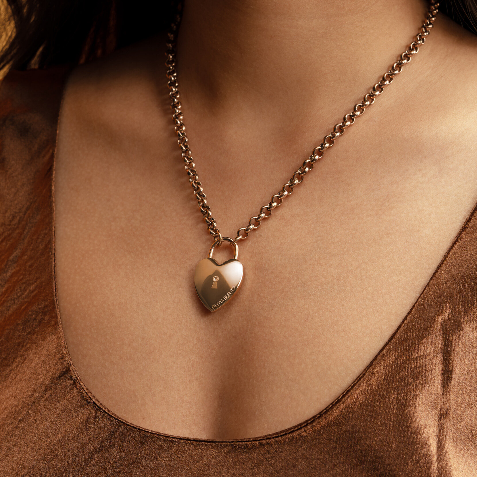 Collier pendentif Locked Heart Or Rose plaqué