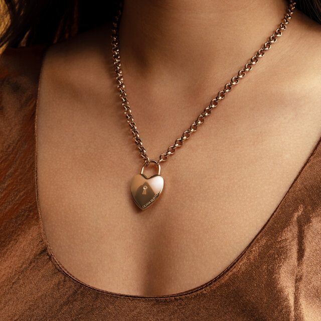 Collier pendentif Locked Heart Or Rose plaqué
