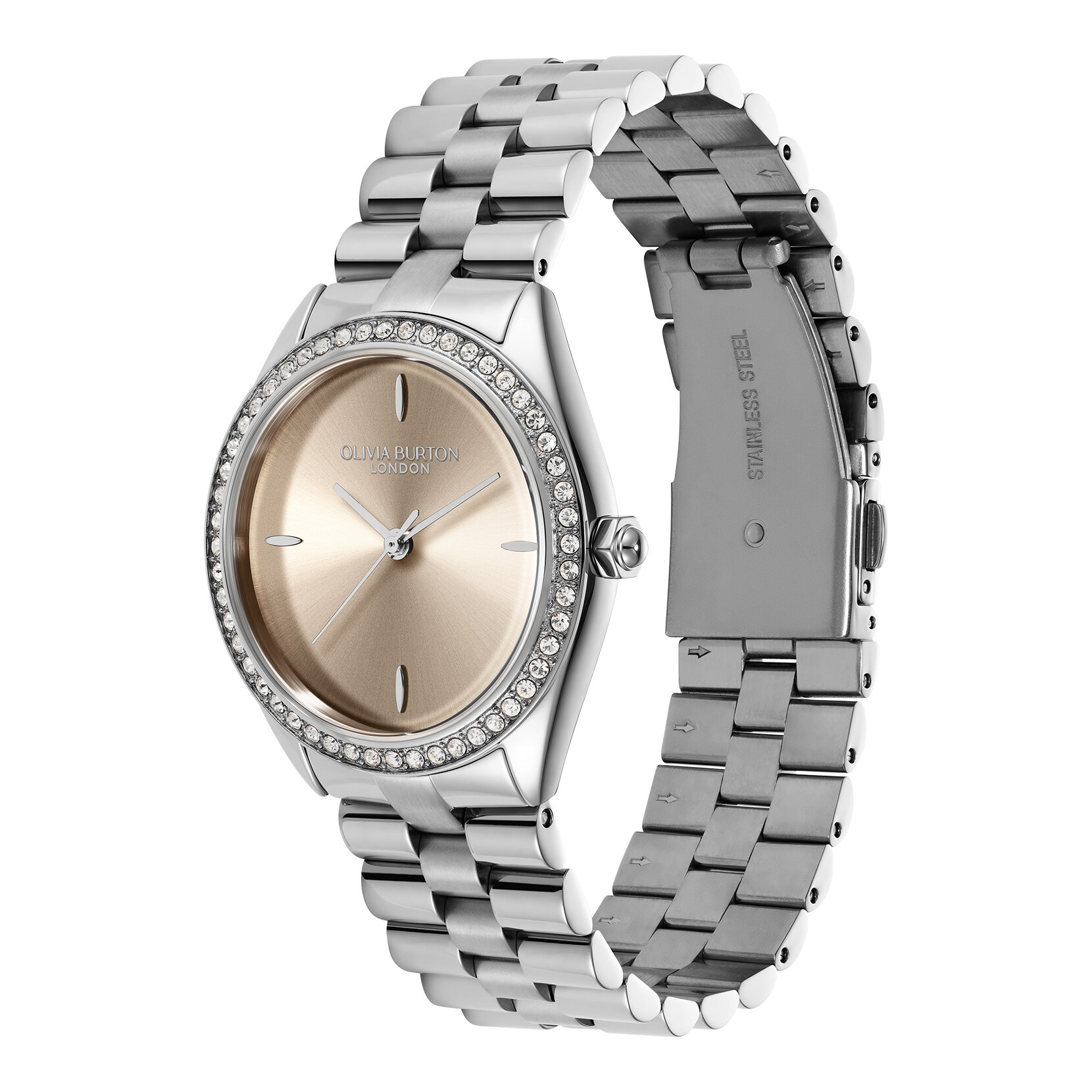 34mm Bejewelled Trench Coat & Silver Bracelet Watch