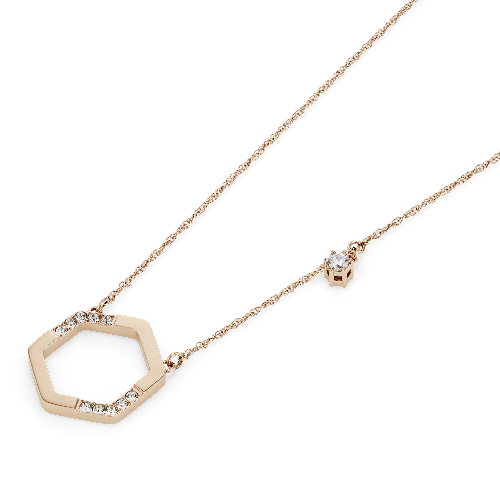 Crystal Honeycomb Rose Gold Plated Necklace