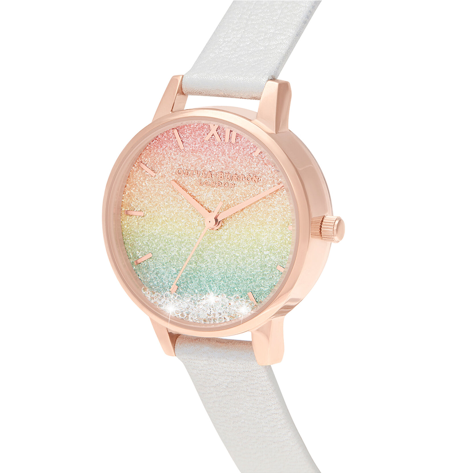 Rainbow 30mm Rose Gold & Pink Leather Strap Watch
