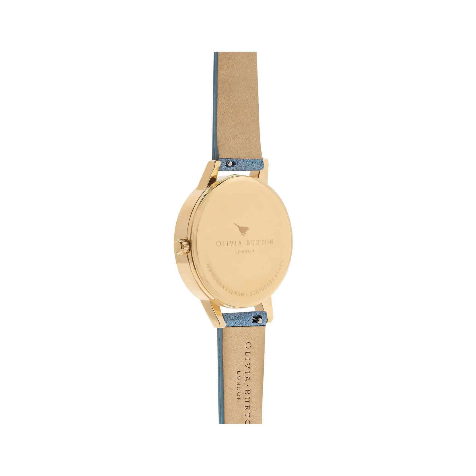 Wonderland Chalk Blue Suede, Nude Dial & Gold Watch