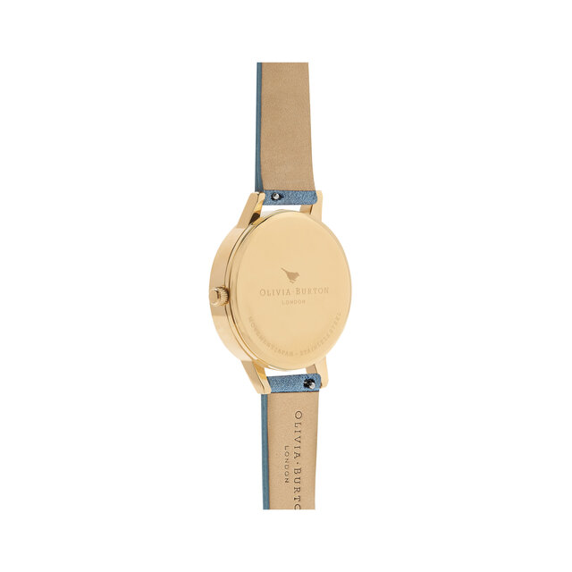 Wonderland Chalk Blue Suede, Nude Dial & Gold Watch