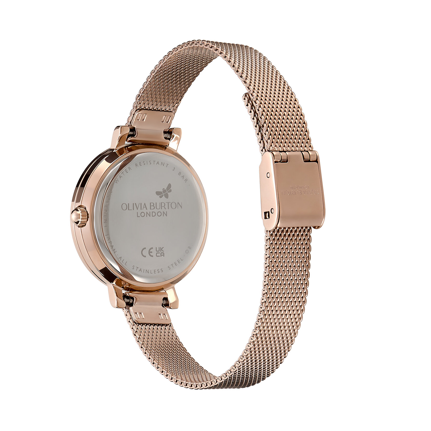 30mm Vintage Bead Rose Gold Mesh Watch