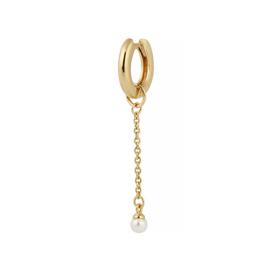 Pearl Drop Gold Huggie Charm