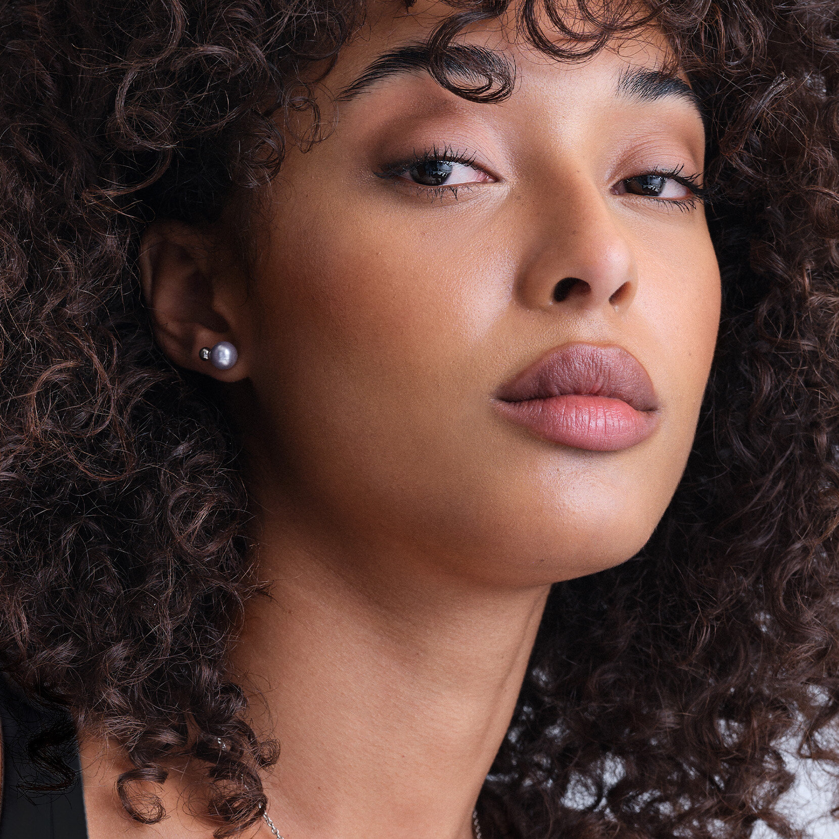 Modern Lavender Pearl Silver Tone Stud Earrings