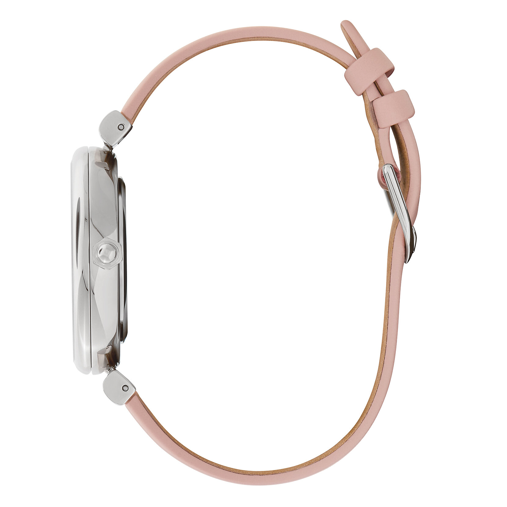 Montre Abeille Minima avec fermoir en T et bracelet en cuir Argent et Rose pastel 36 mm