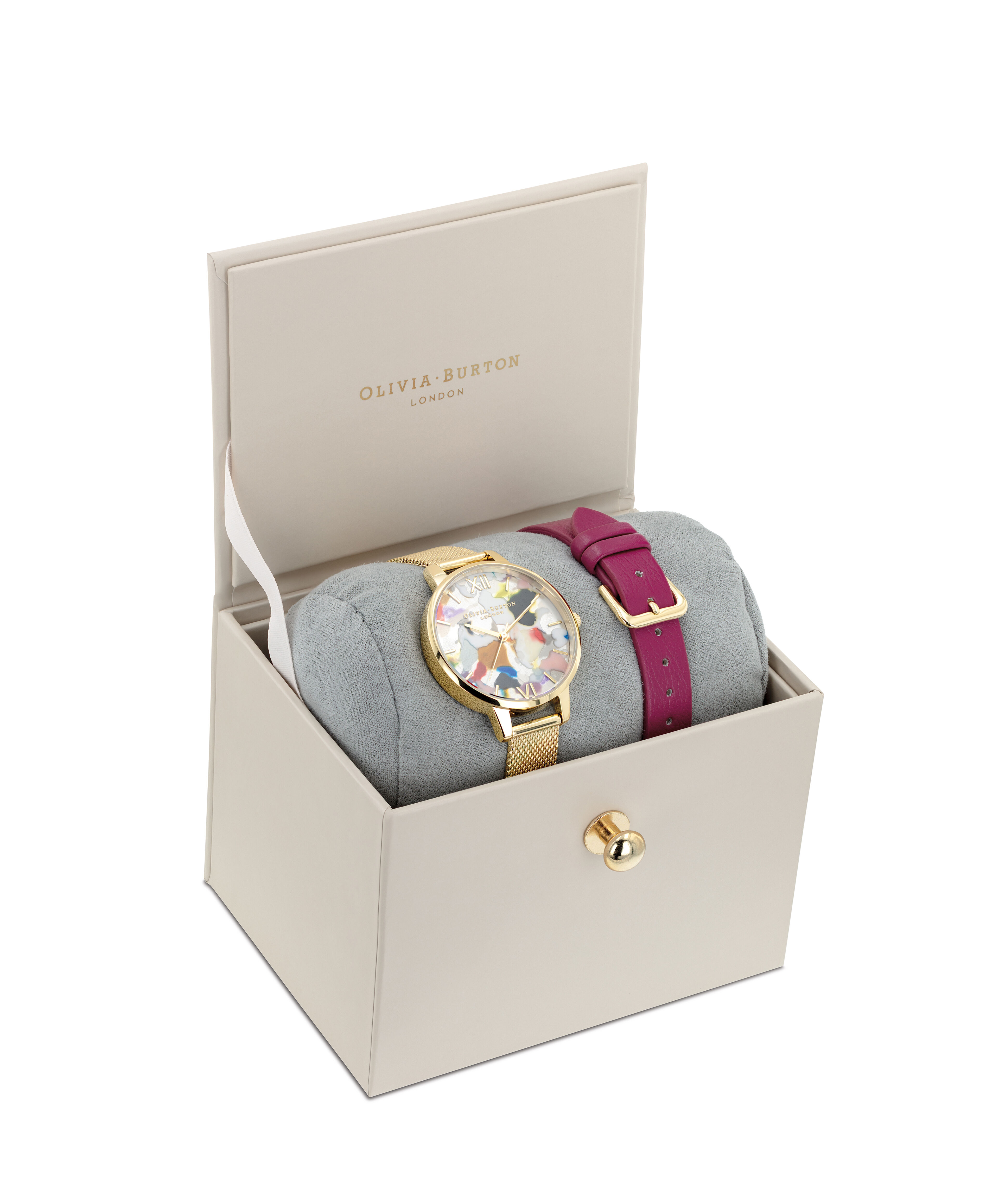 Pop Art 34mm Gold Purple Eco Vegan Strap Gift Set Olivia Burton London
