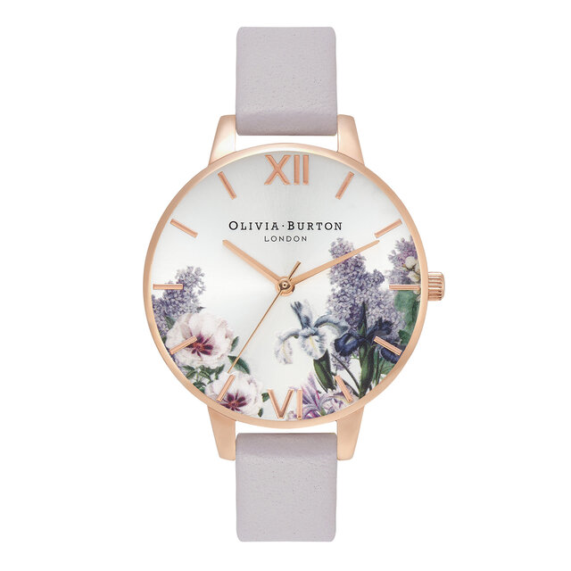 Montre Secret Garden à cadran Demi argent et gris mauve