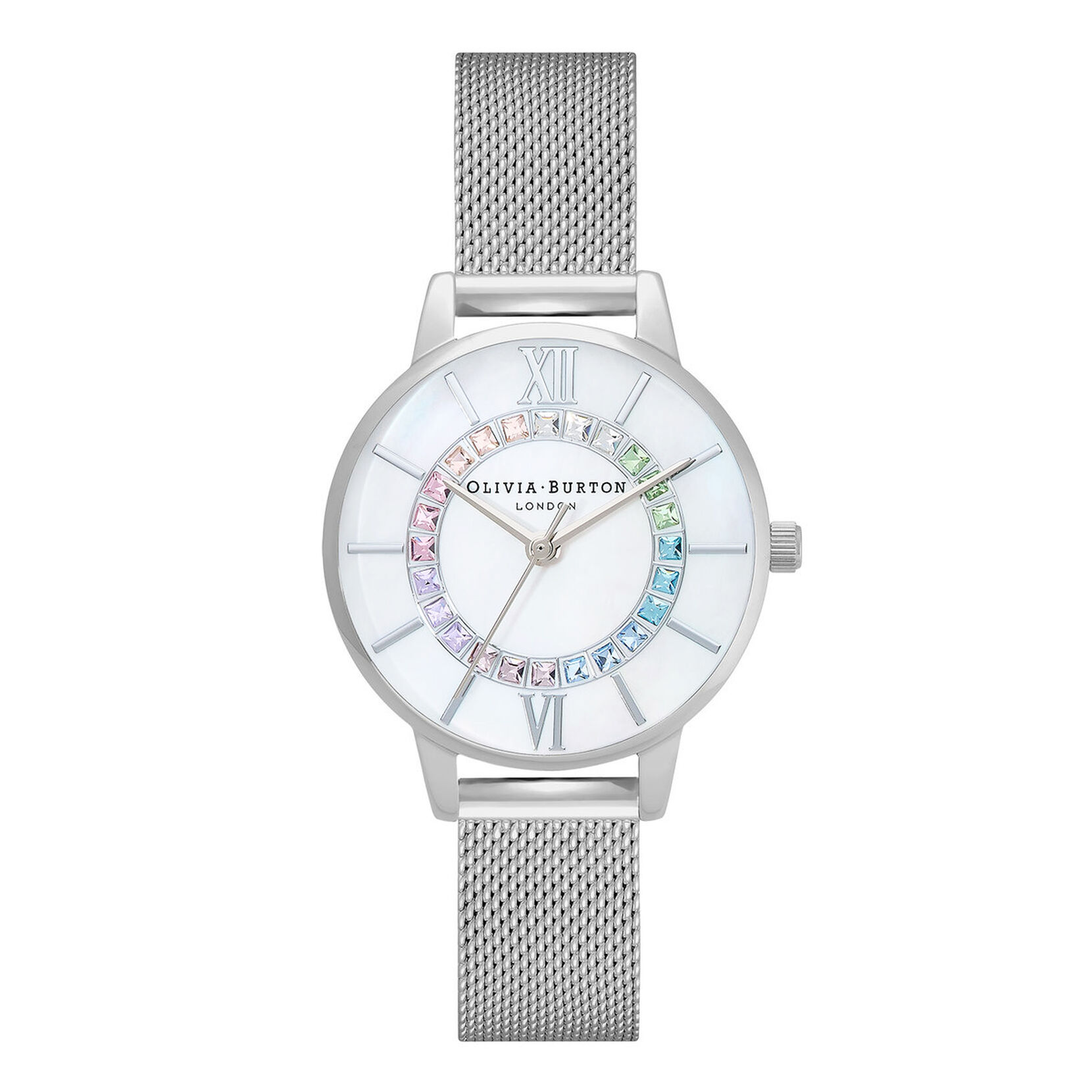 Montre Rainbow Sparkle Wonderland à bracelet milanais argent