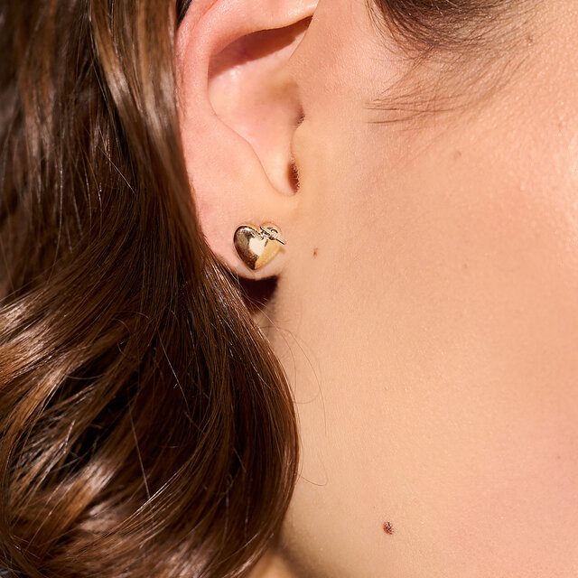 Knot Heart Gold Stud Earrings