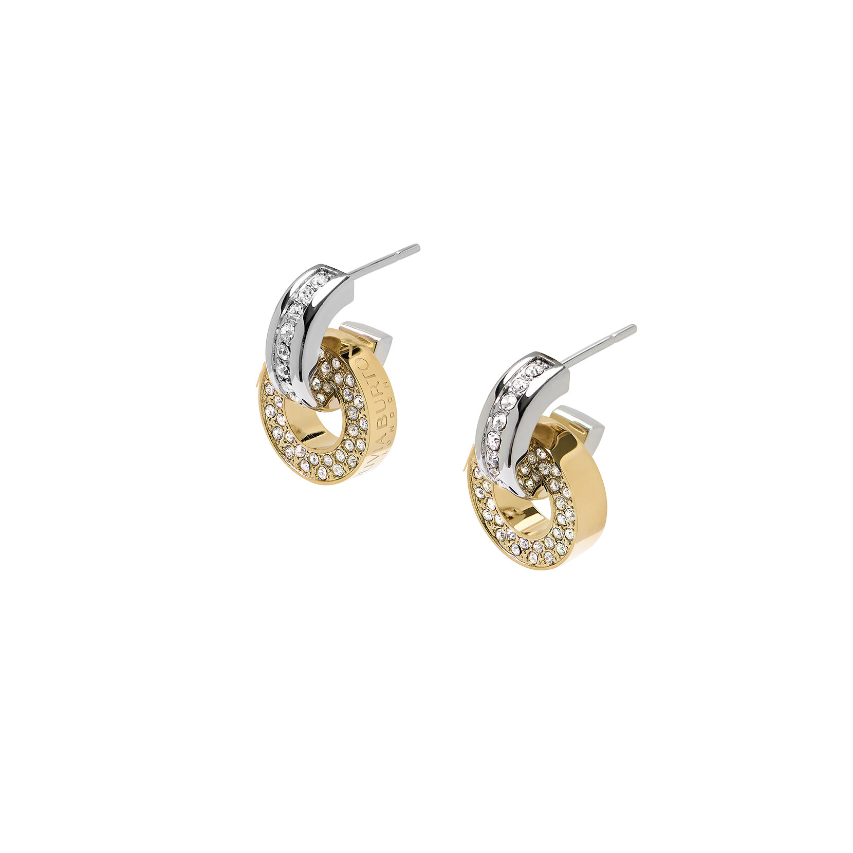 Interlink Two Tone Silver & Gold Hoop Earrings