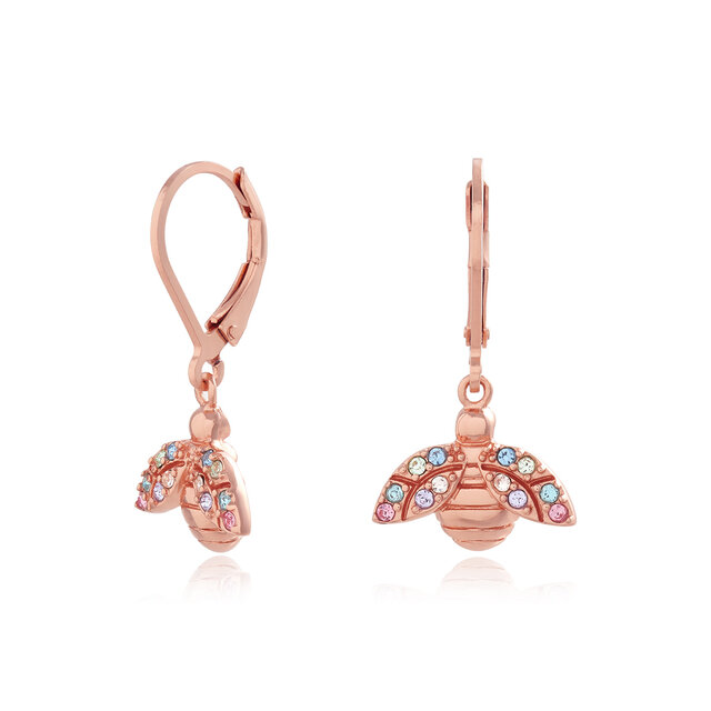 Rose Gold Bee Lever Back Hoops