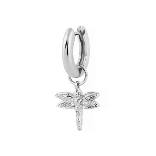 Silver Dragonfly Huggie Charm