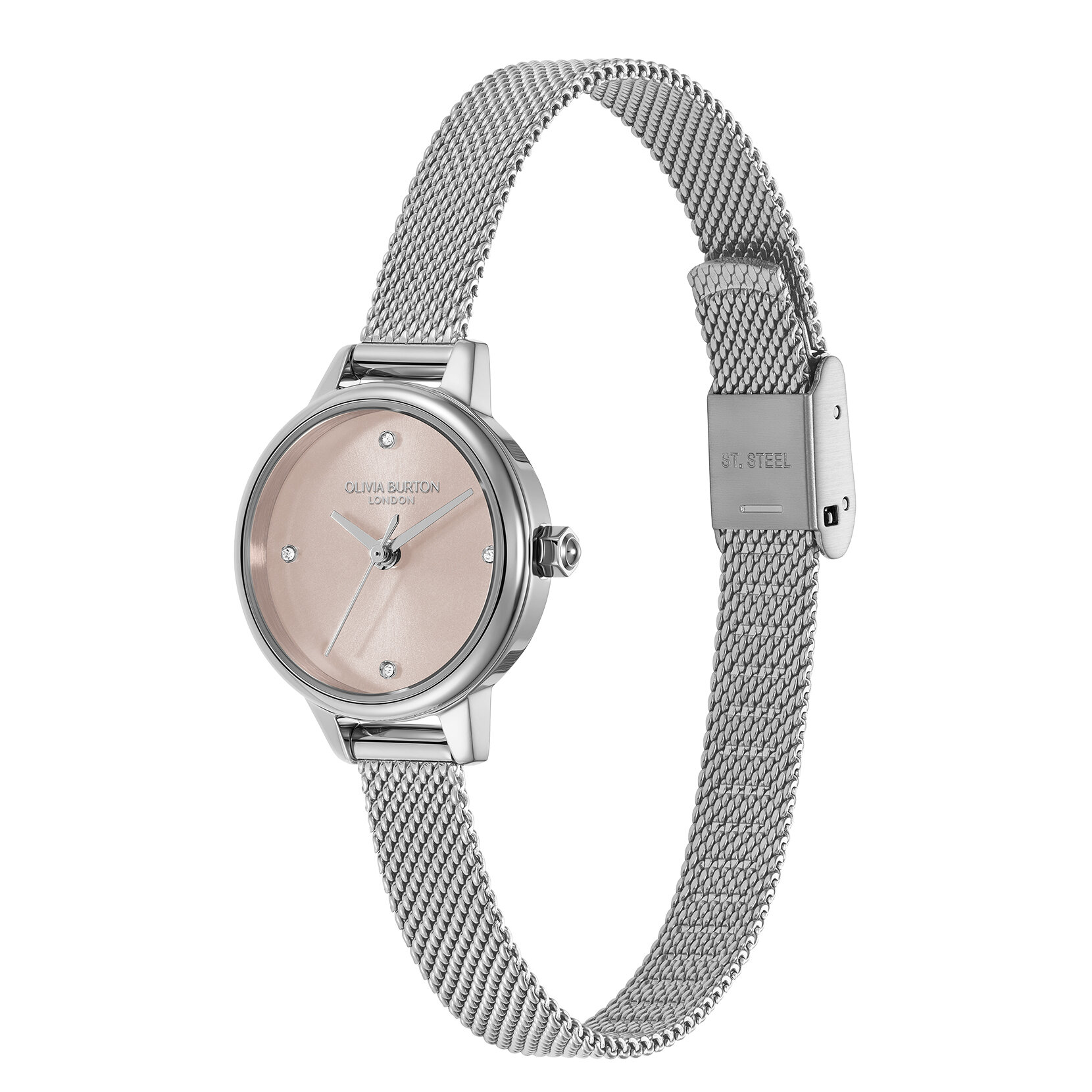 Montre Mini Rose Primrose & Bracelet Milanais Argenté 23mm