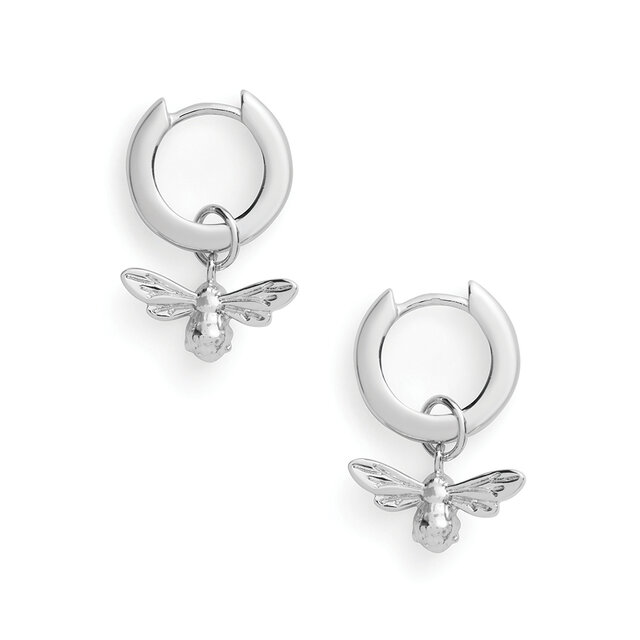 Silver Bee Huggie Hoops