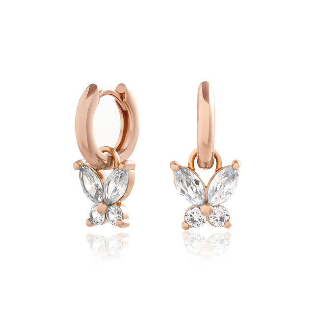 Dormeuses Sparkle Butterfly Marquise Butterfly or rose
