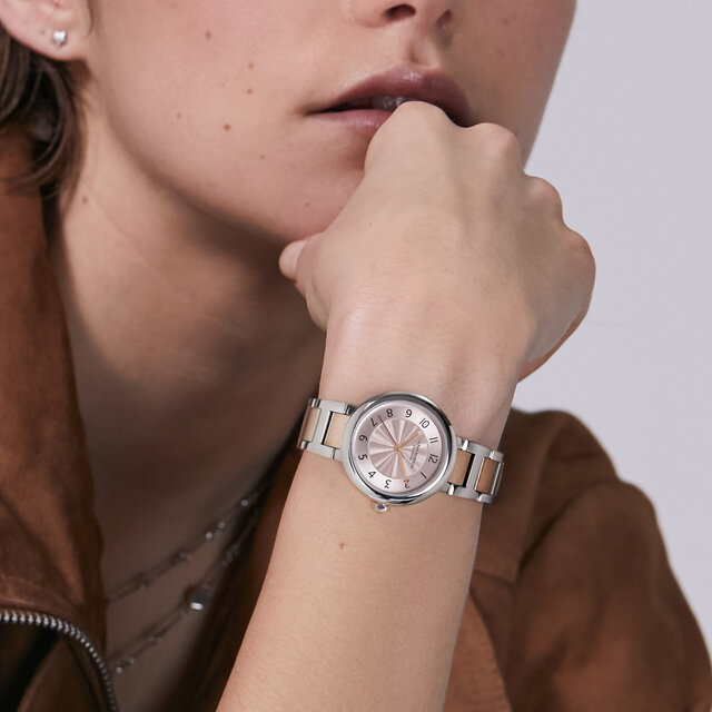 Montre Pembroke Rose Poudr&eacute; & Bracelet Bicolore 30mm