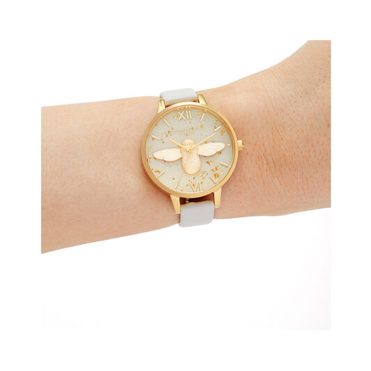 Celestial 3D Bee Pearl Pink & Gold Watch