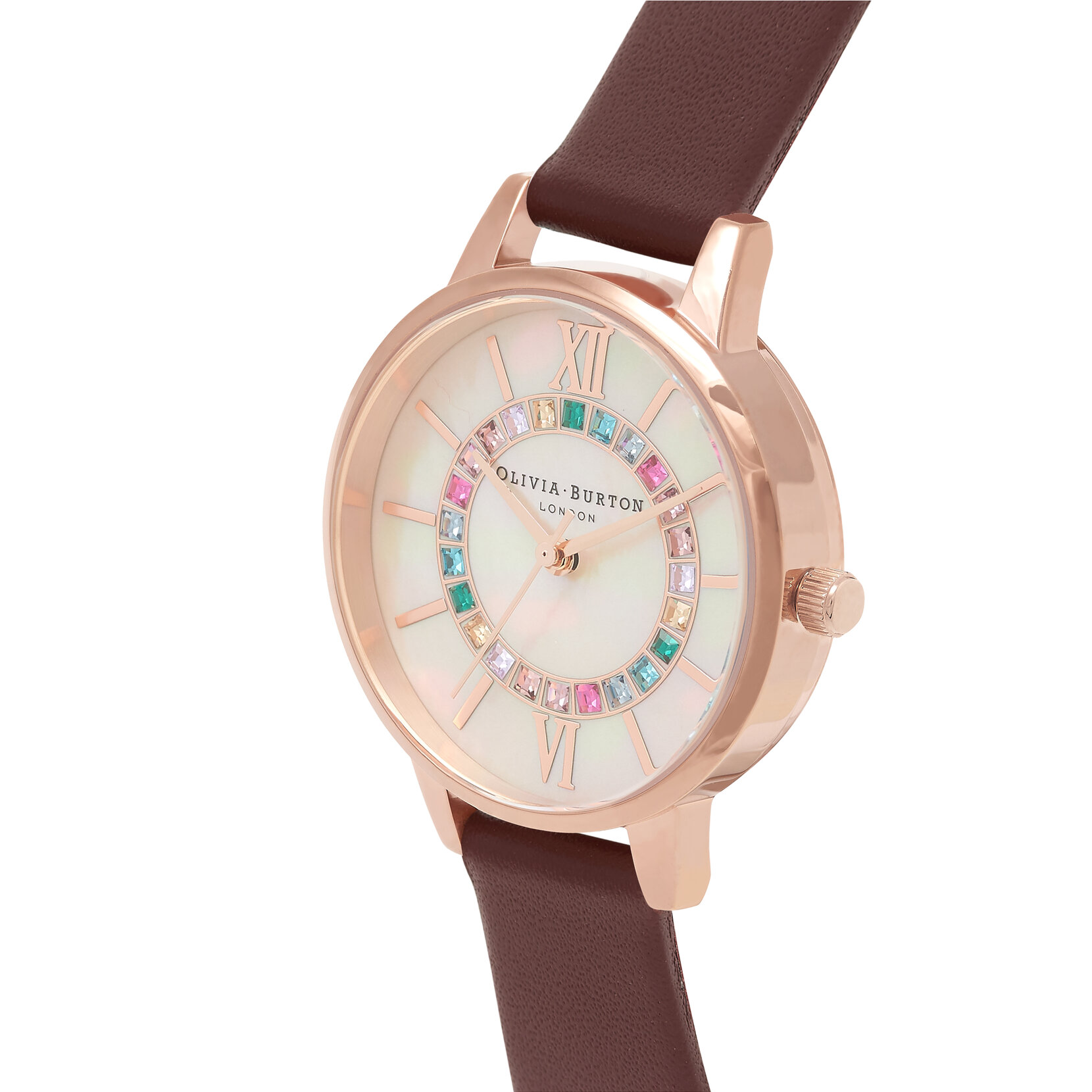 Montre Sparkle Wonderland à cadran Midi rose poudré, bordeaux et or rose