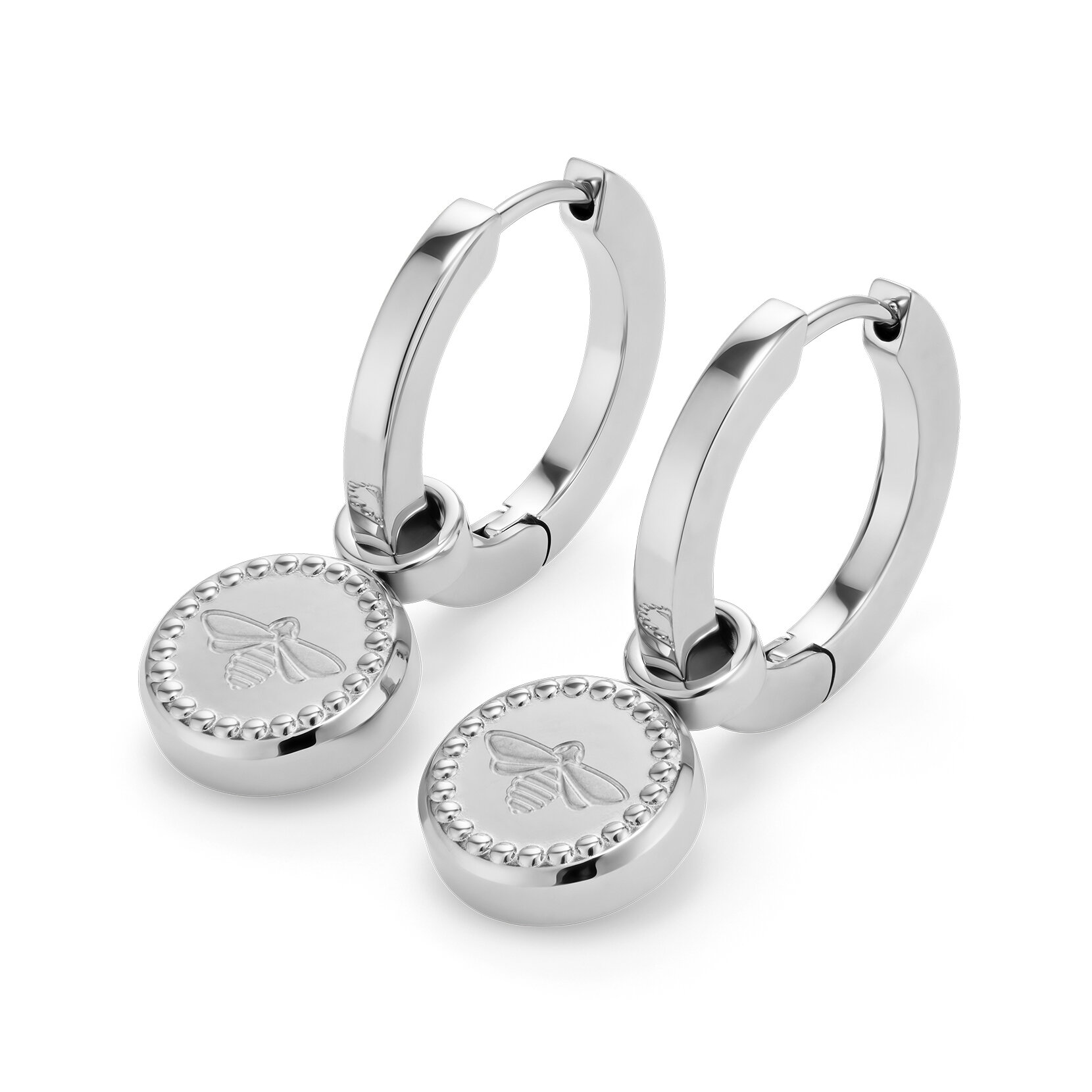 Boucles d'oreilles Créoles Charms Abeille Argent