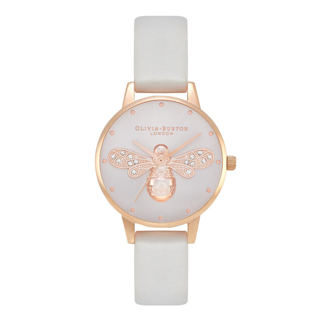 30mm Rose Gold & Grey Leather Strap Gift Set