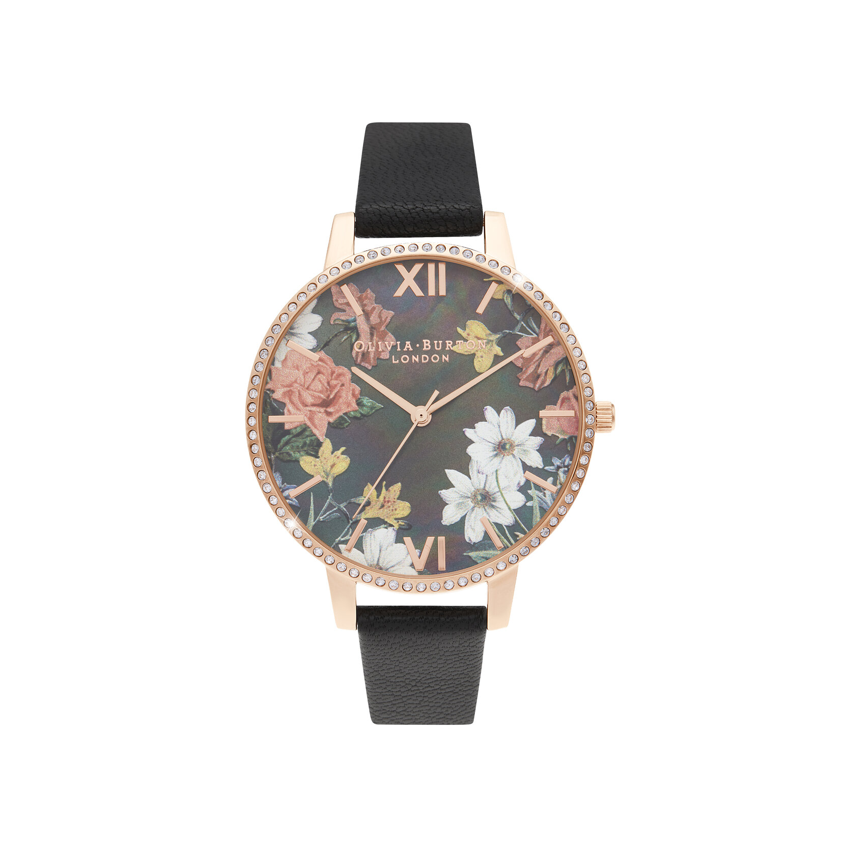 Grand cadran nacre noir et or rose