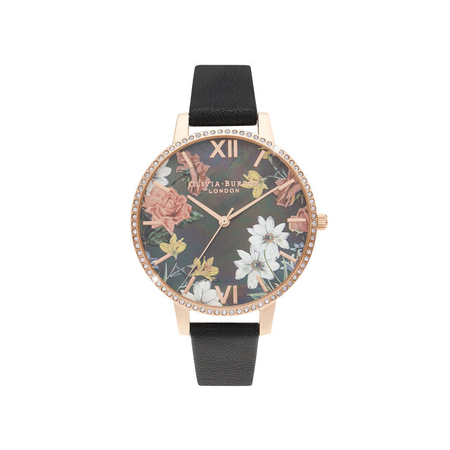 Grand cadran nacre noir et or rose