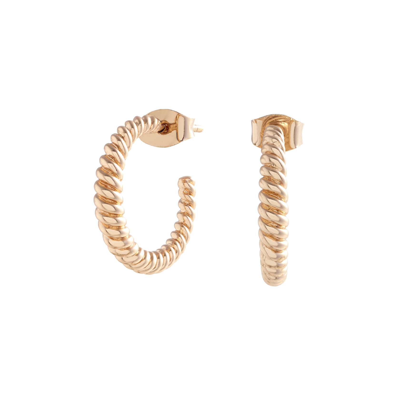 Gold Rope Twist Hoop Earrings