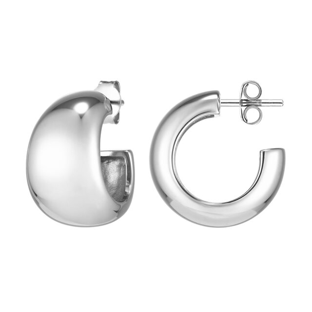 Chunky Graduated Silver Tone Hoop Earrings