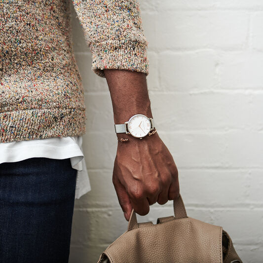 White Dial Silver Mesh Watch