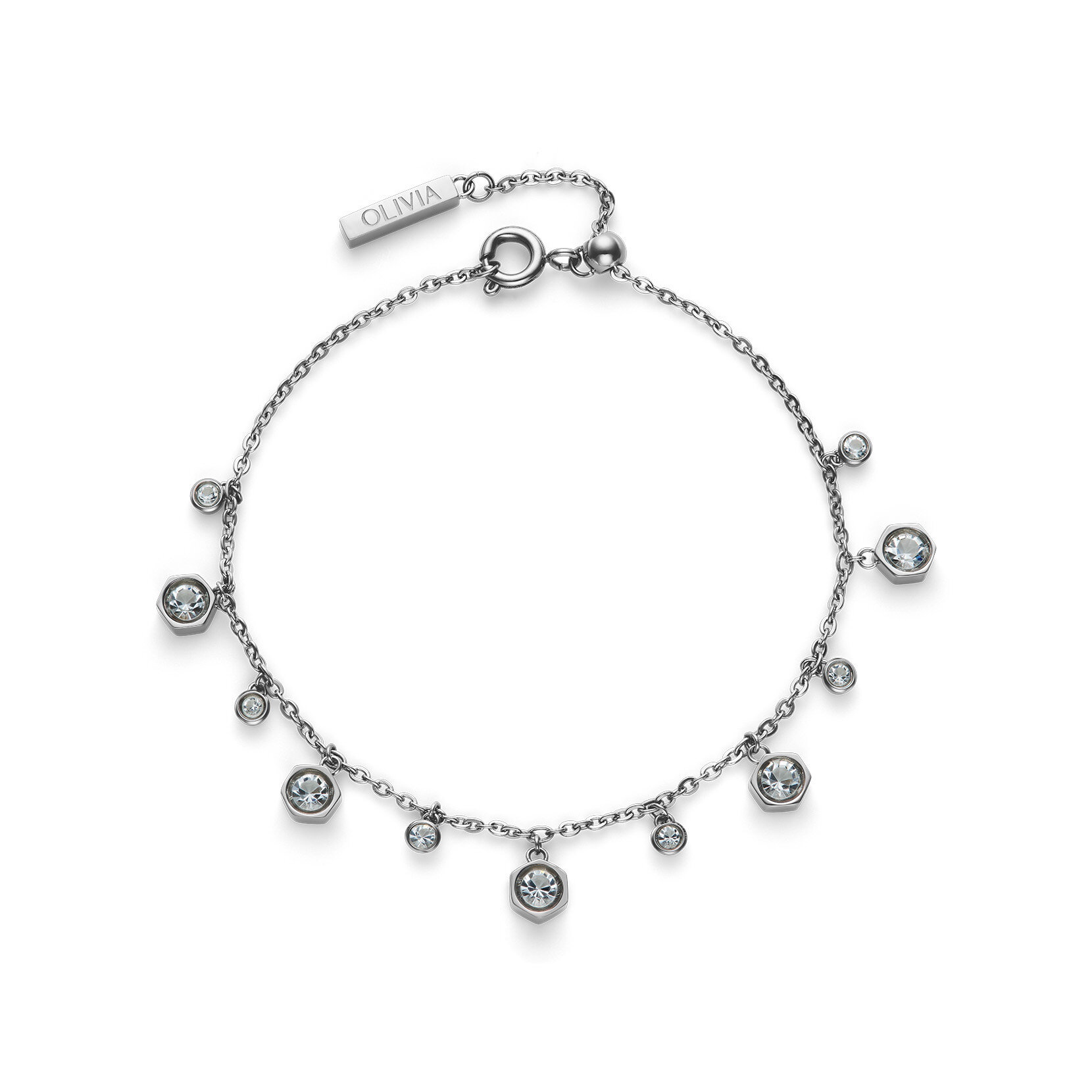 Mini Droplet Clear Crystal Silver Tone Bracelet