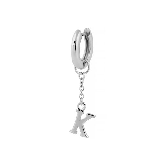 K Huggie Charm Silver