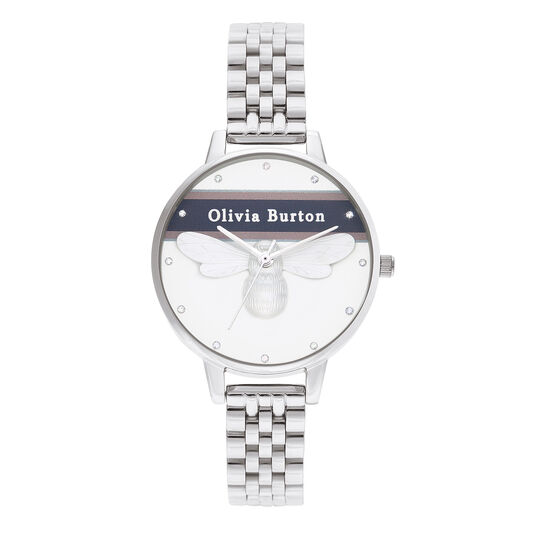 34mm White & Silver Bracelet Watch