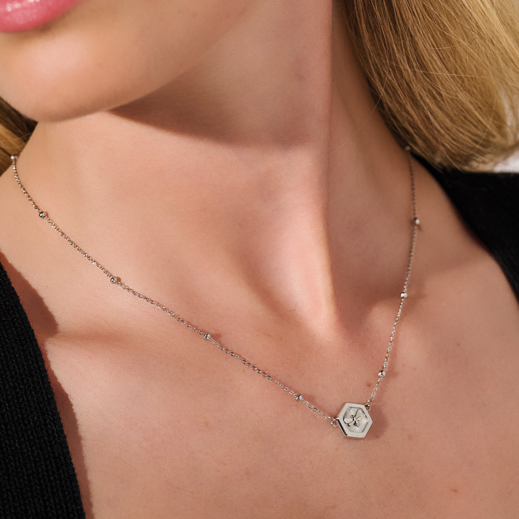Collier à pendentif Abeille Minima Argent