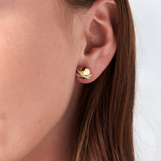 Gold Planet Stud Earrings